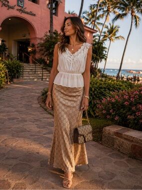 RARE 1950s Sheer Sleeveless Crochet Top Ivory XS